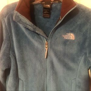 Deep Teal Blue Furry North Face Jacket